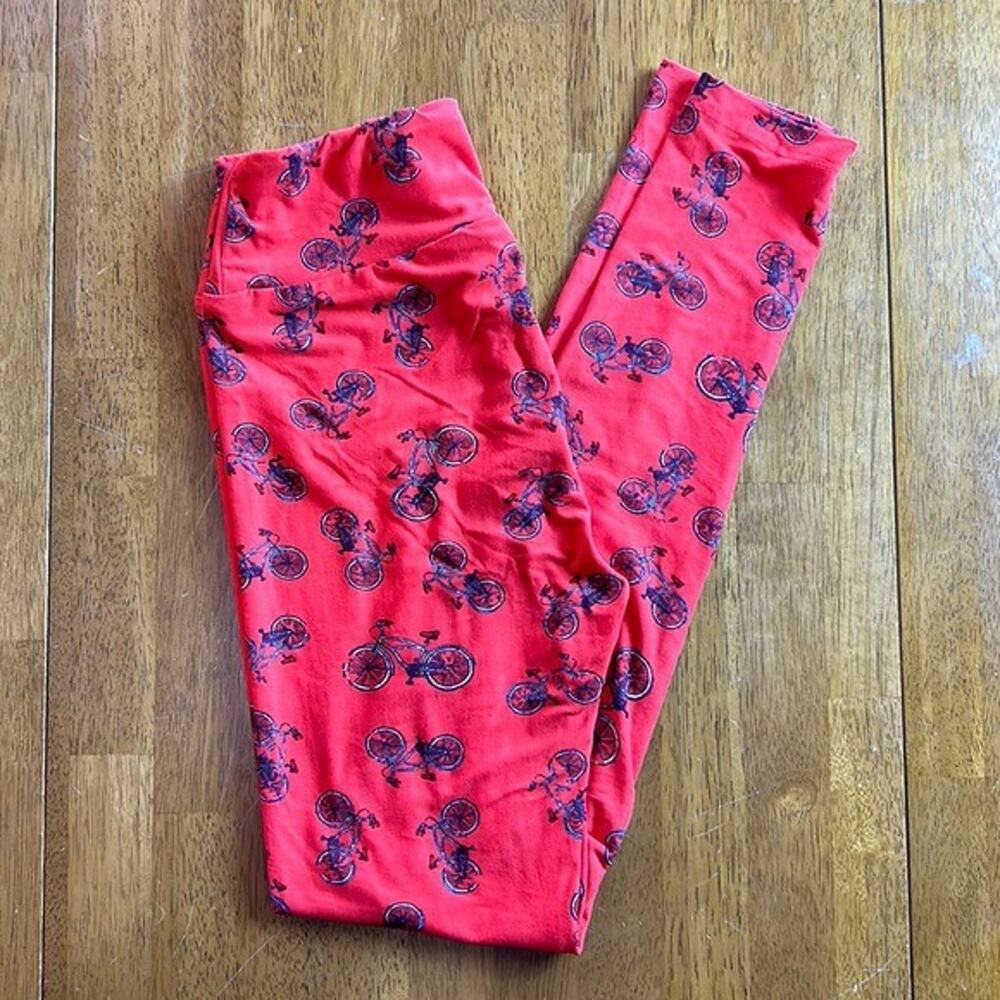 Leggings OS One Size (2-10) Bicycle Novelty Print NEW LulaRoe Whimsical Retro